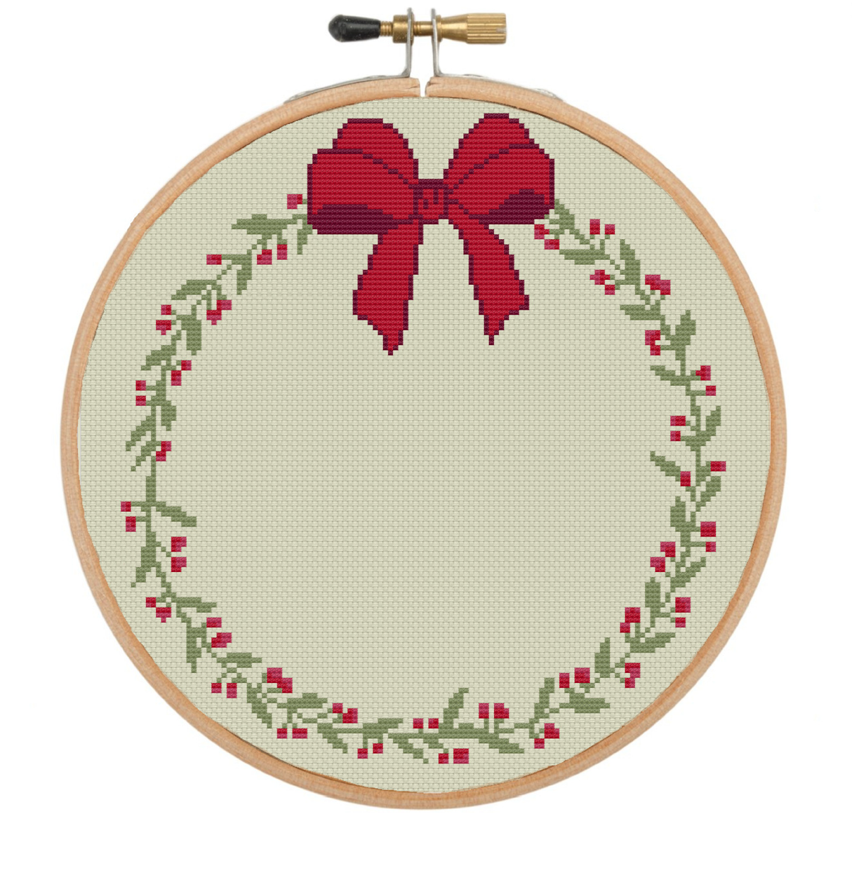 Ribbon Barry Wreath Cross Stitch Pattern