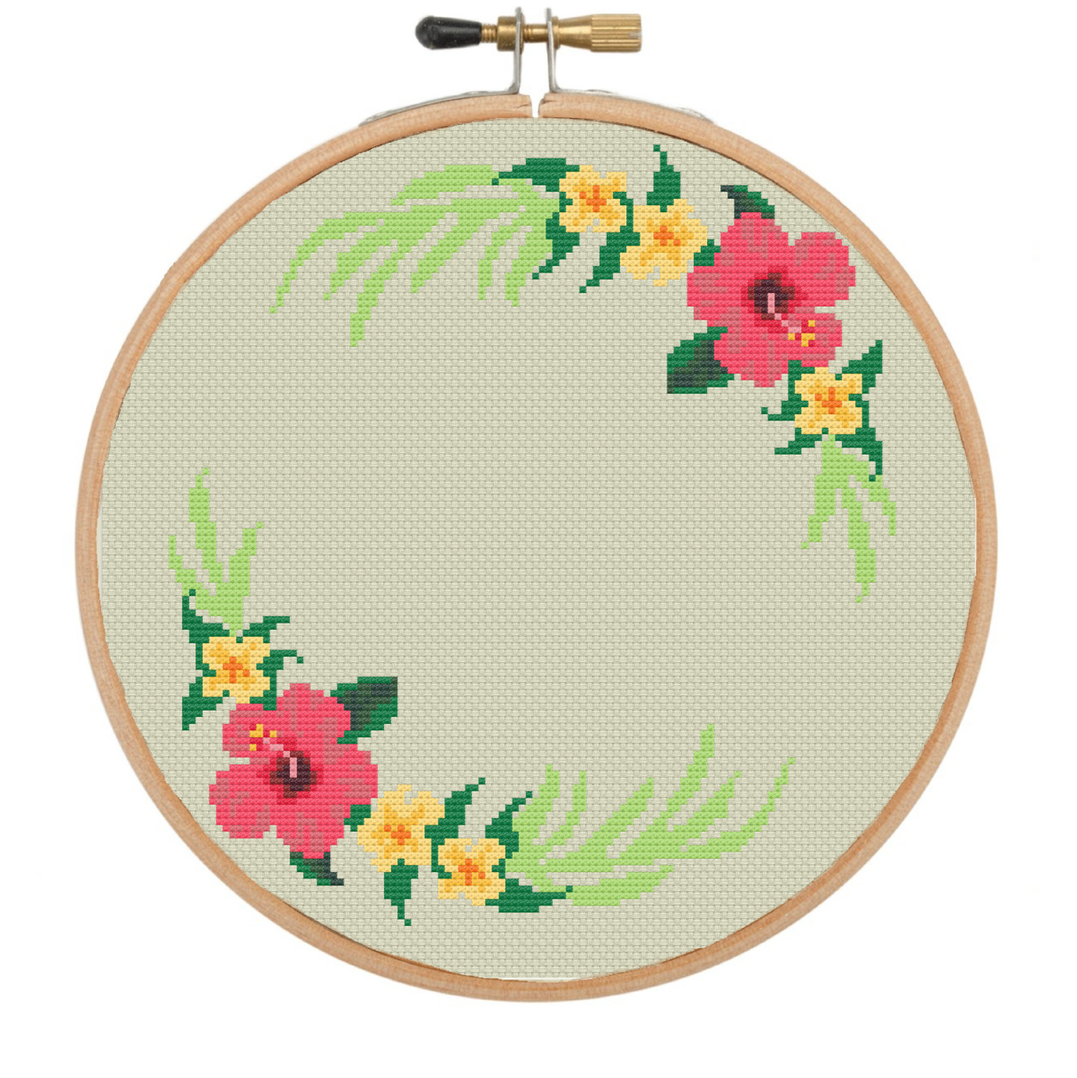 Tropical Lei Wreath Cross Stitch Pattern