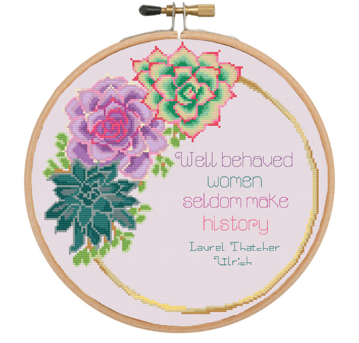 Succulent Gold Ring Wreath – Laurel Thatcherlrich Cross Stitch Pattern