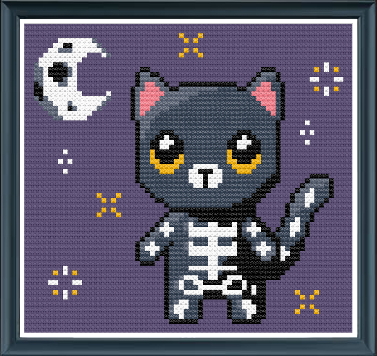 Skeleton Cat Cross Stitch Pattern