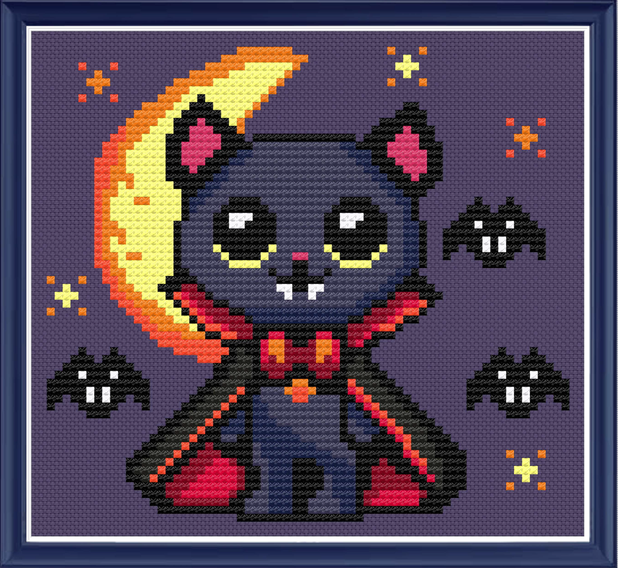 Vampire Cat Cross Stitch Pattern