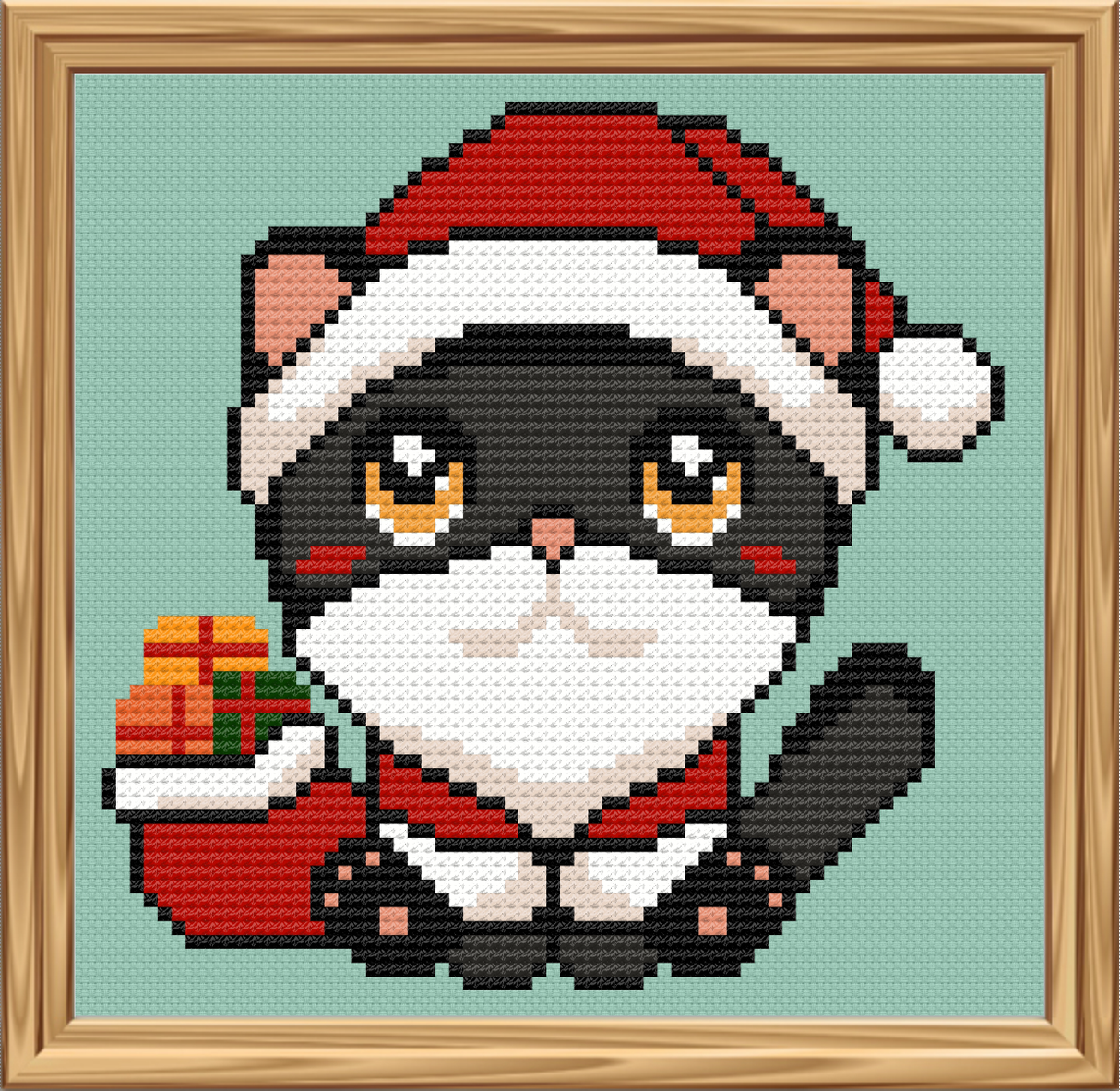Meowy Claus Cross Stitch Pattern