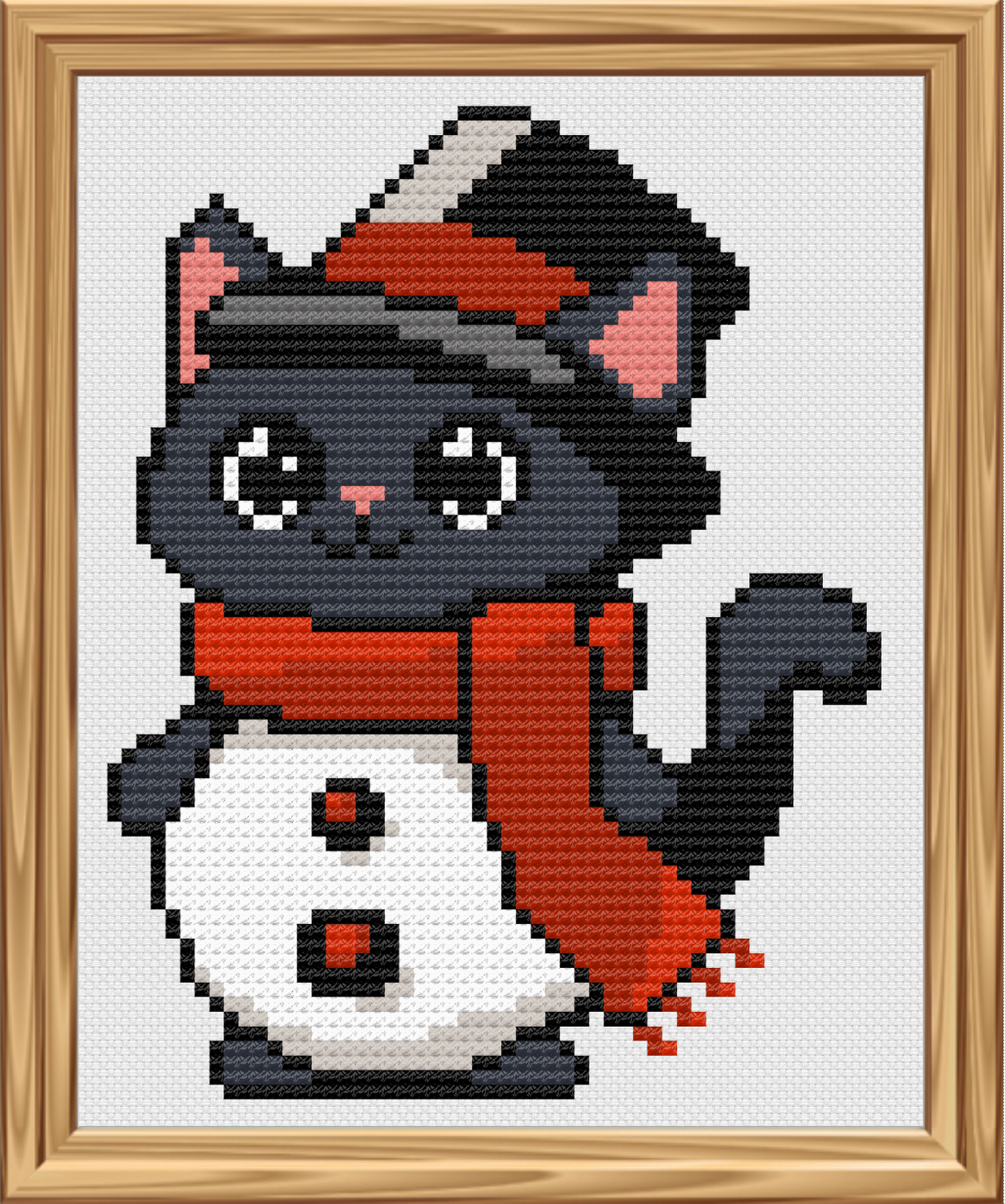 Snowball Kitty Cross Stitch Pattern