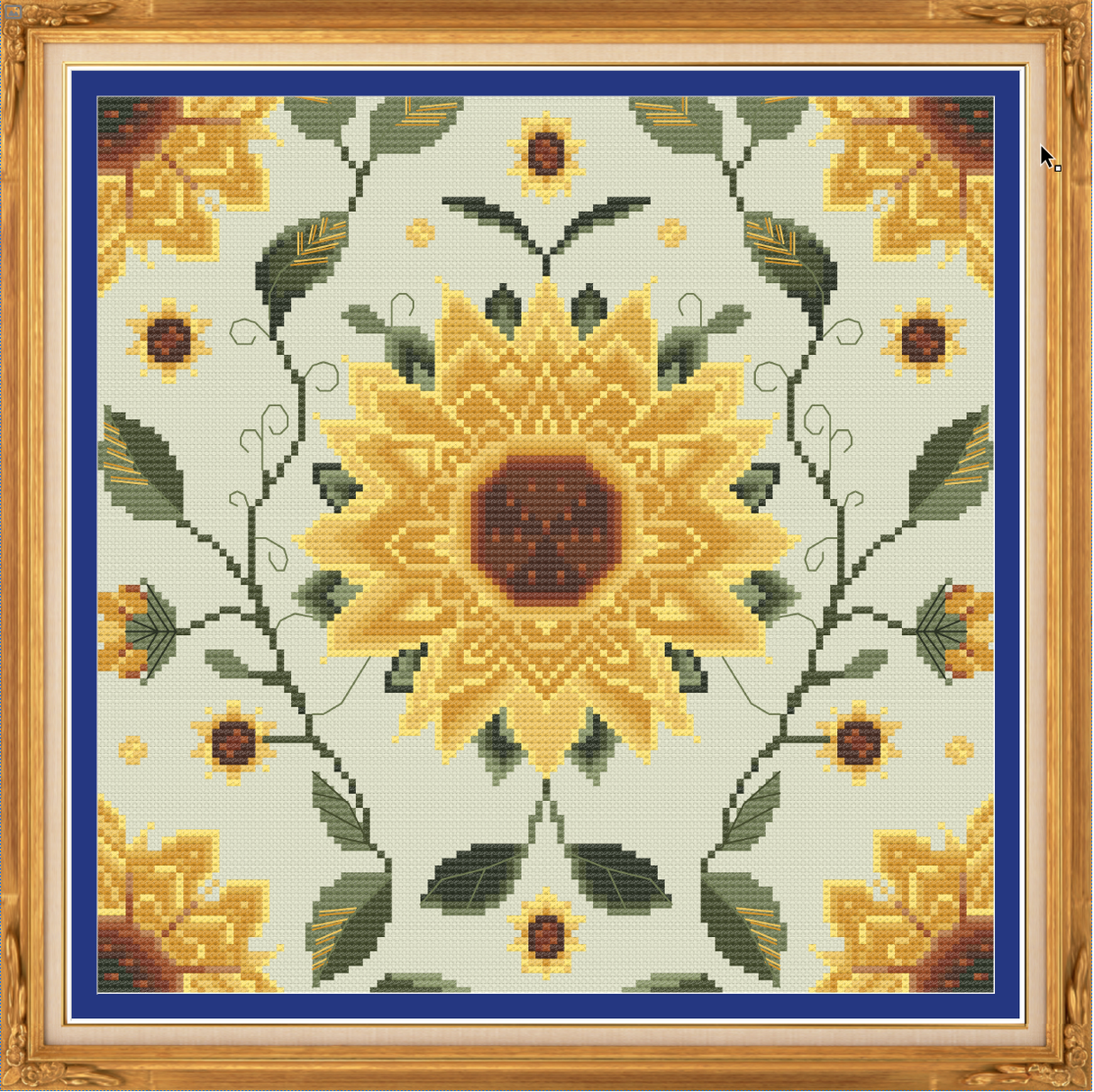 Serenity Sunflower Mandala Cross Stitch Pattern