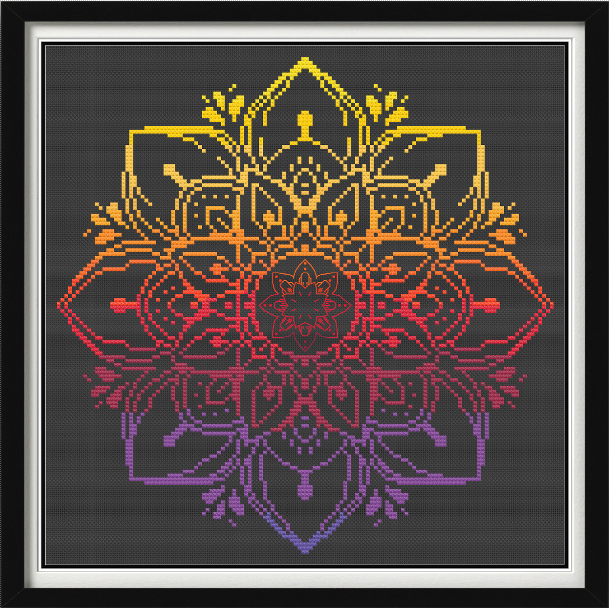 Radiant Harmony Mandala Cross Stitch Pattern