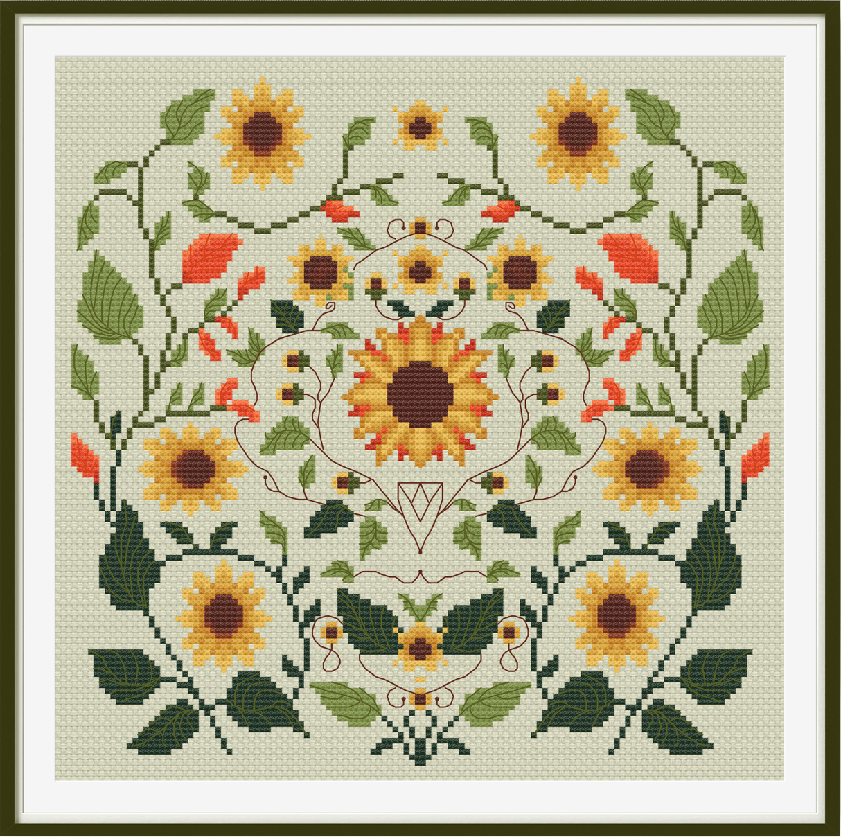 Sunflower Dance Mandala Cross Stitch Pattern