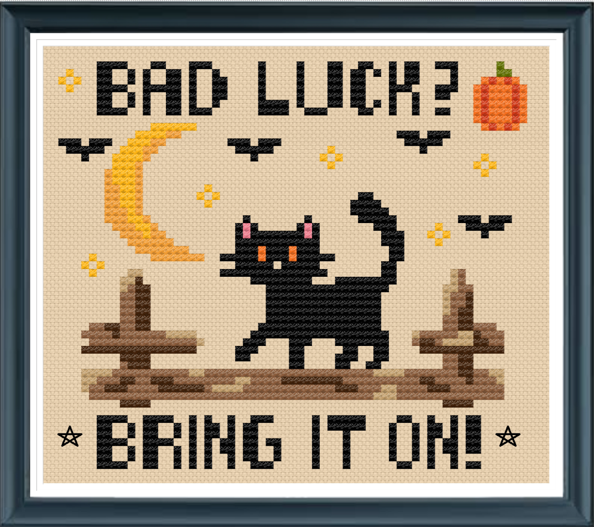 Lucky Black Cat Cross Stitch Pattern