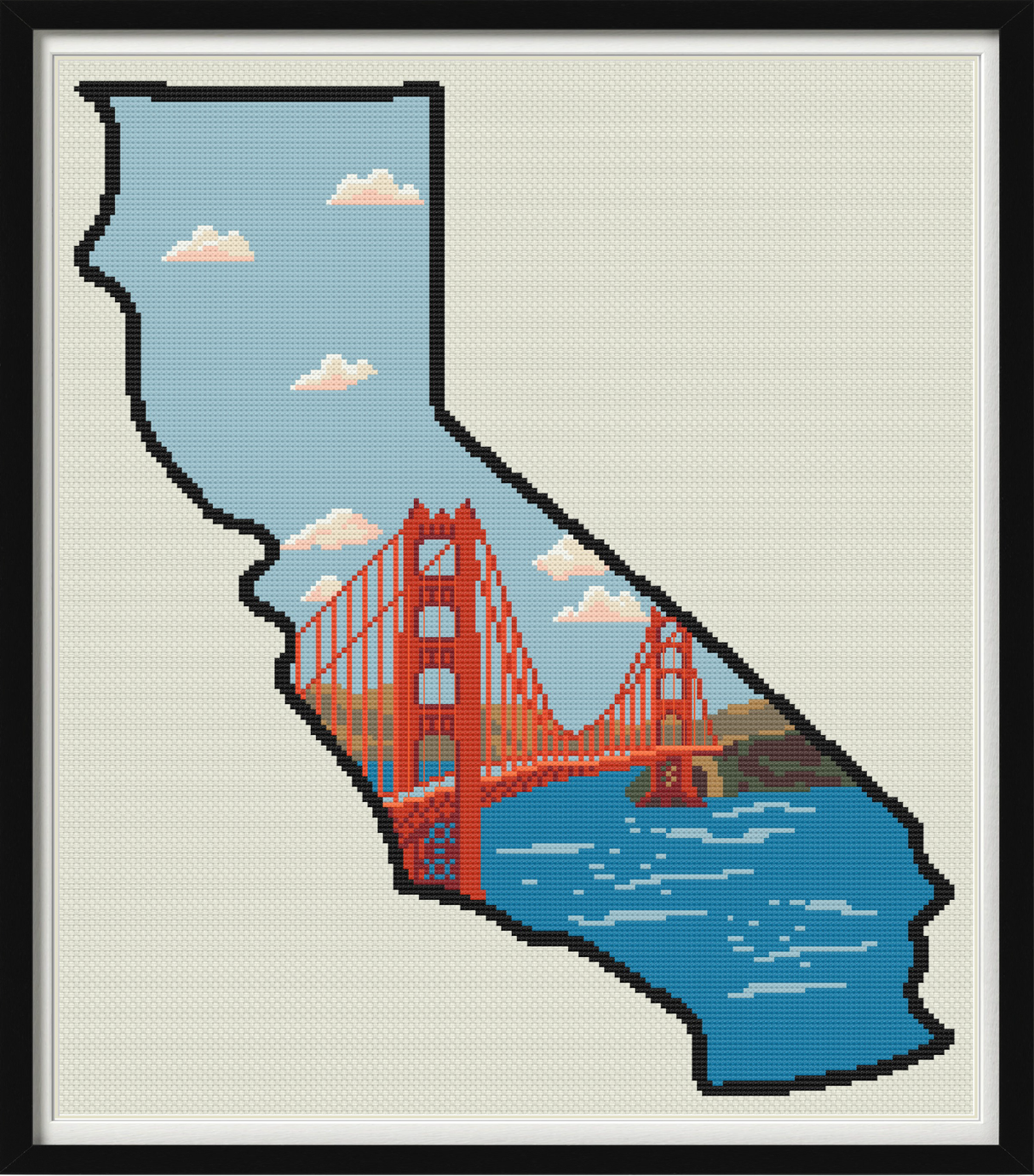 California Golden Gate Bridge Cross Stitch Pattern