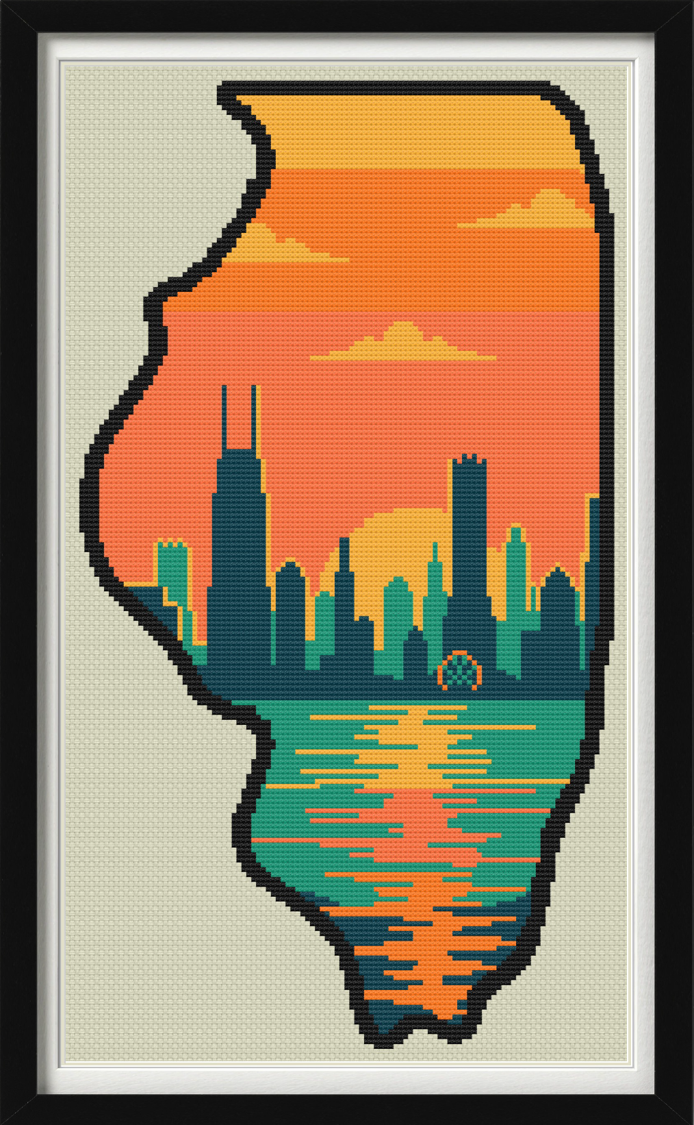 Illinois Chicago Skyline Cross Stitch Pattern