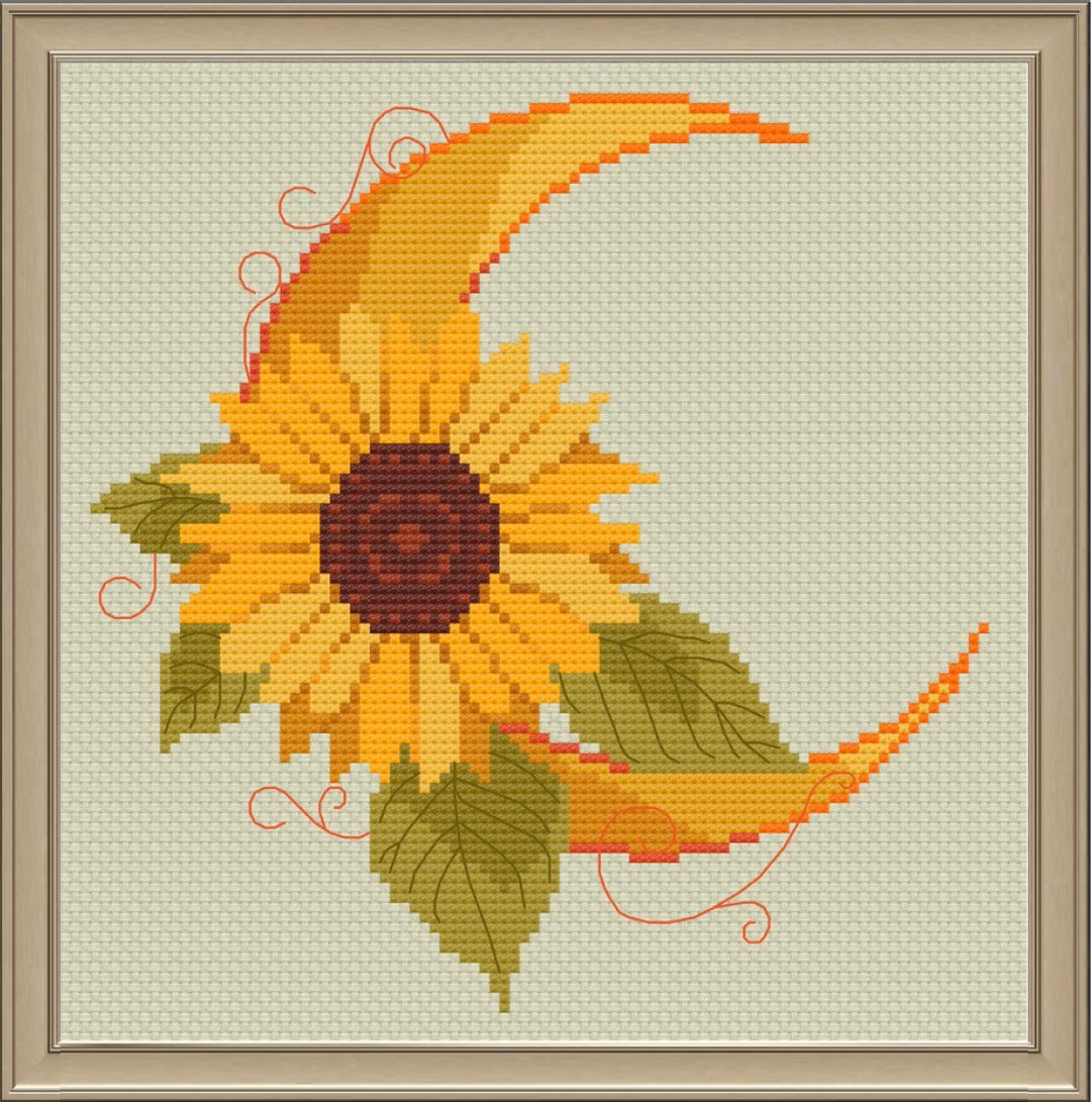 Sunflower Moon Cross Stitch Pattern