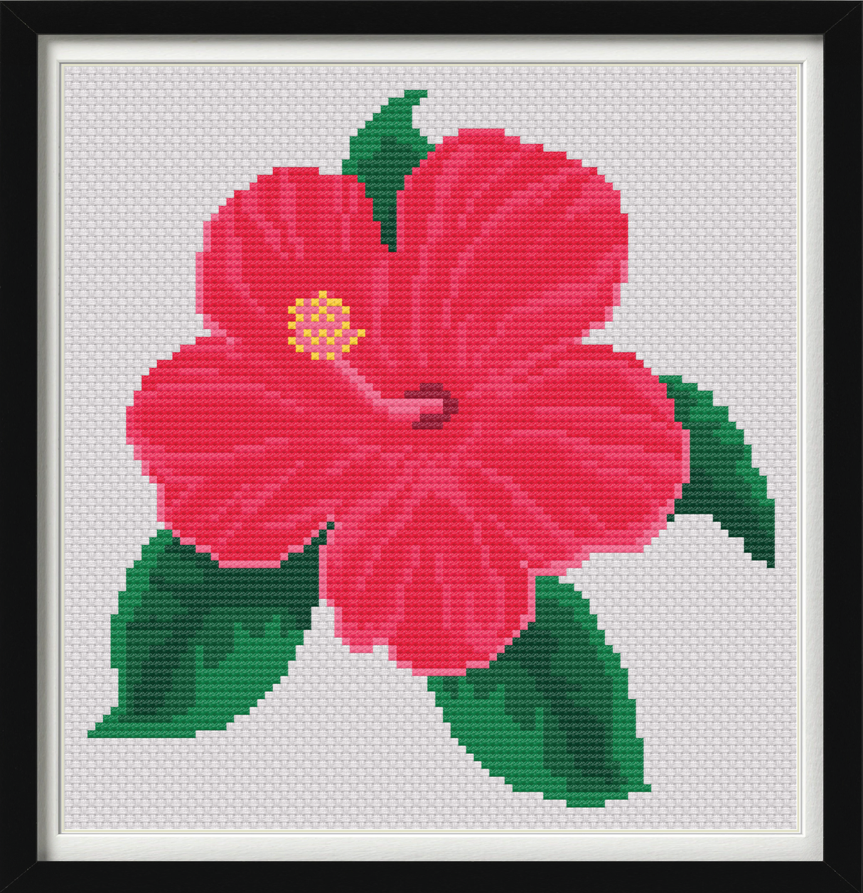Hawaiian Hibiscus Red Cross Stitch Pattern