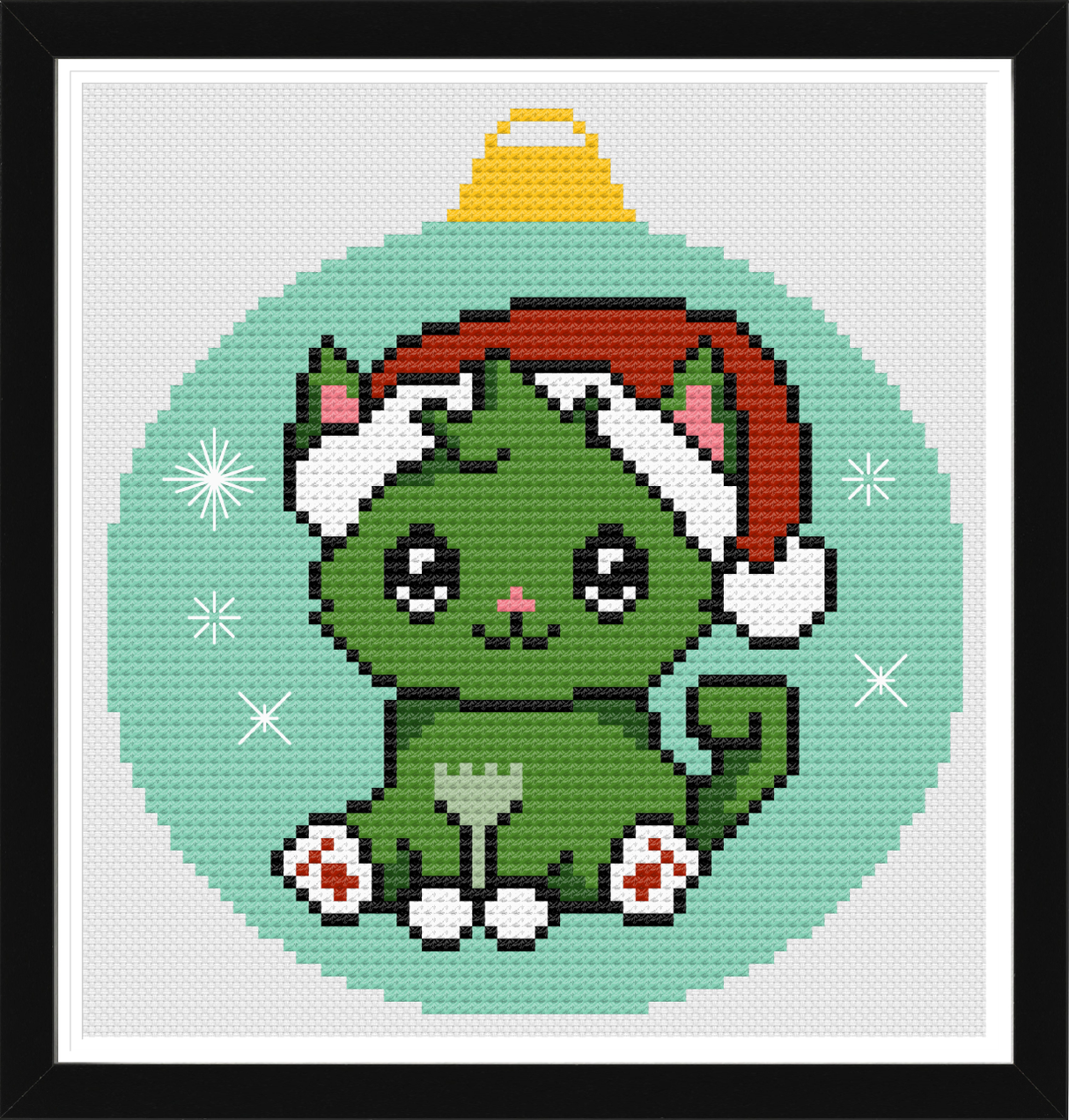 Grinchy Paws Christmas Ornament Cross Stitch Pattern