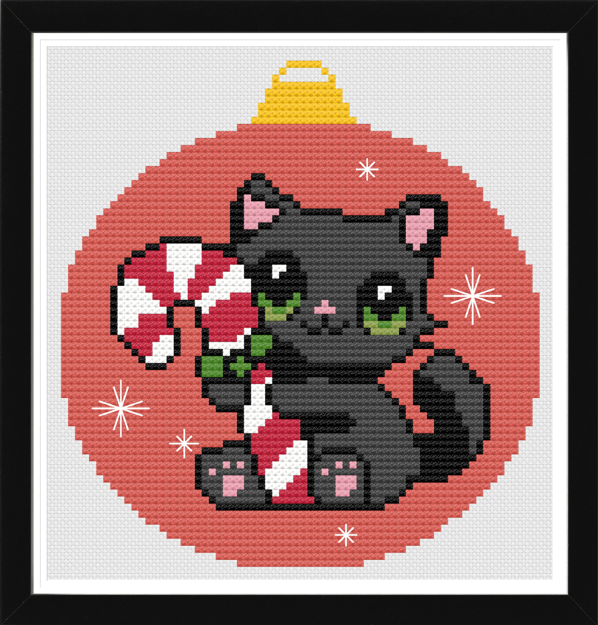 Peppermint Paws Christmas Ornament Cross Stitch Pattern