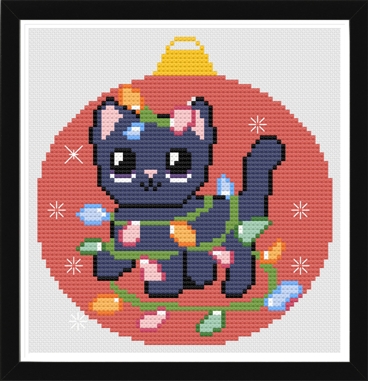 Twinklecat Christmas Ornament Cross Stitch Pattern