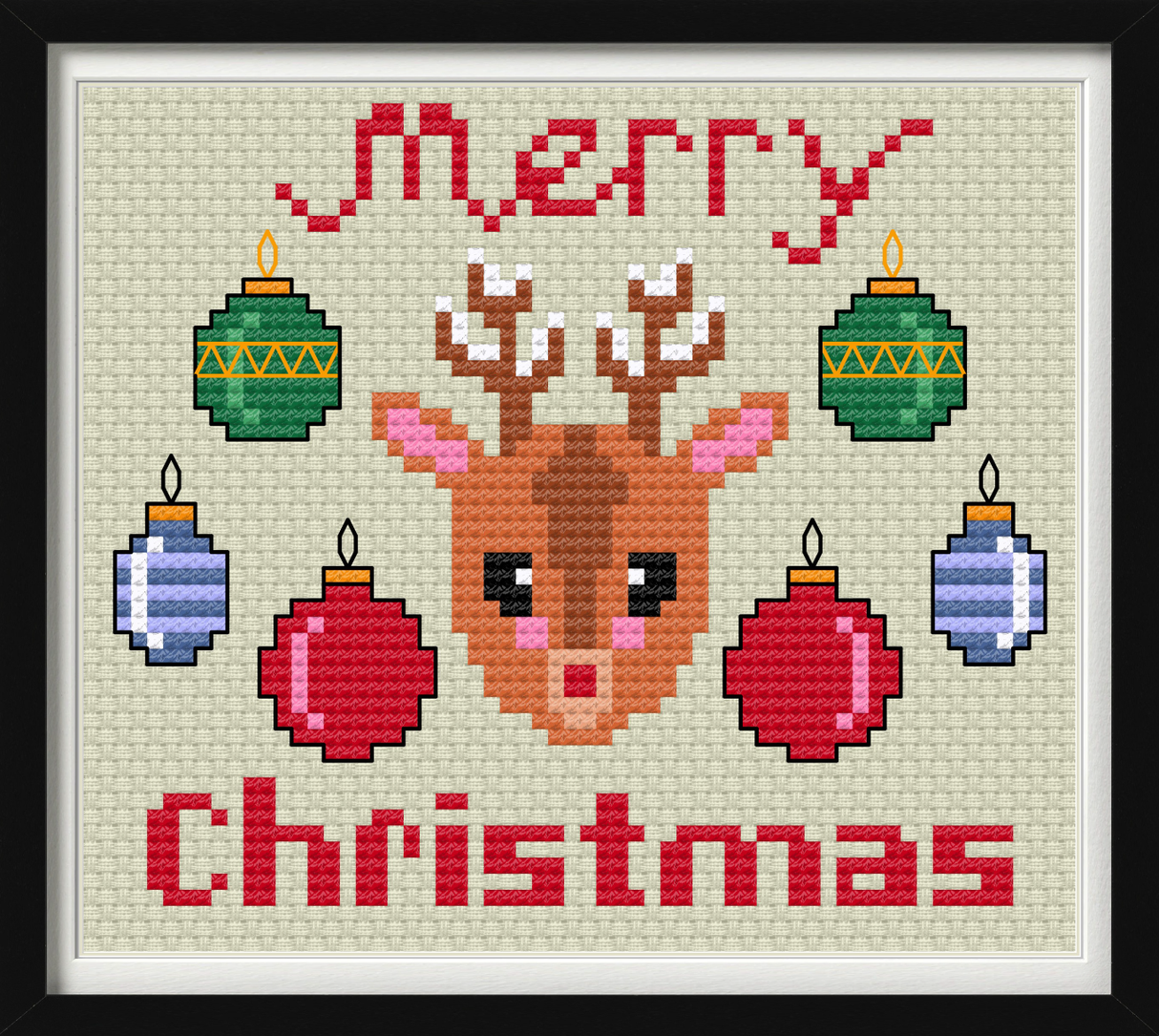 Rudy & the Ornaments Cross Stitch Pattern