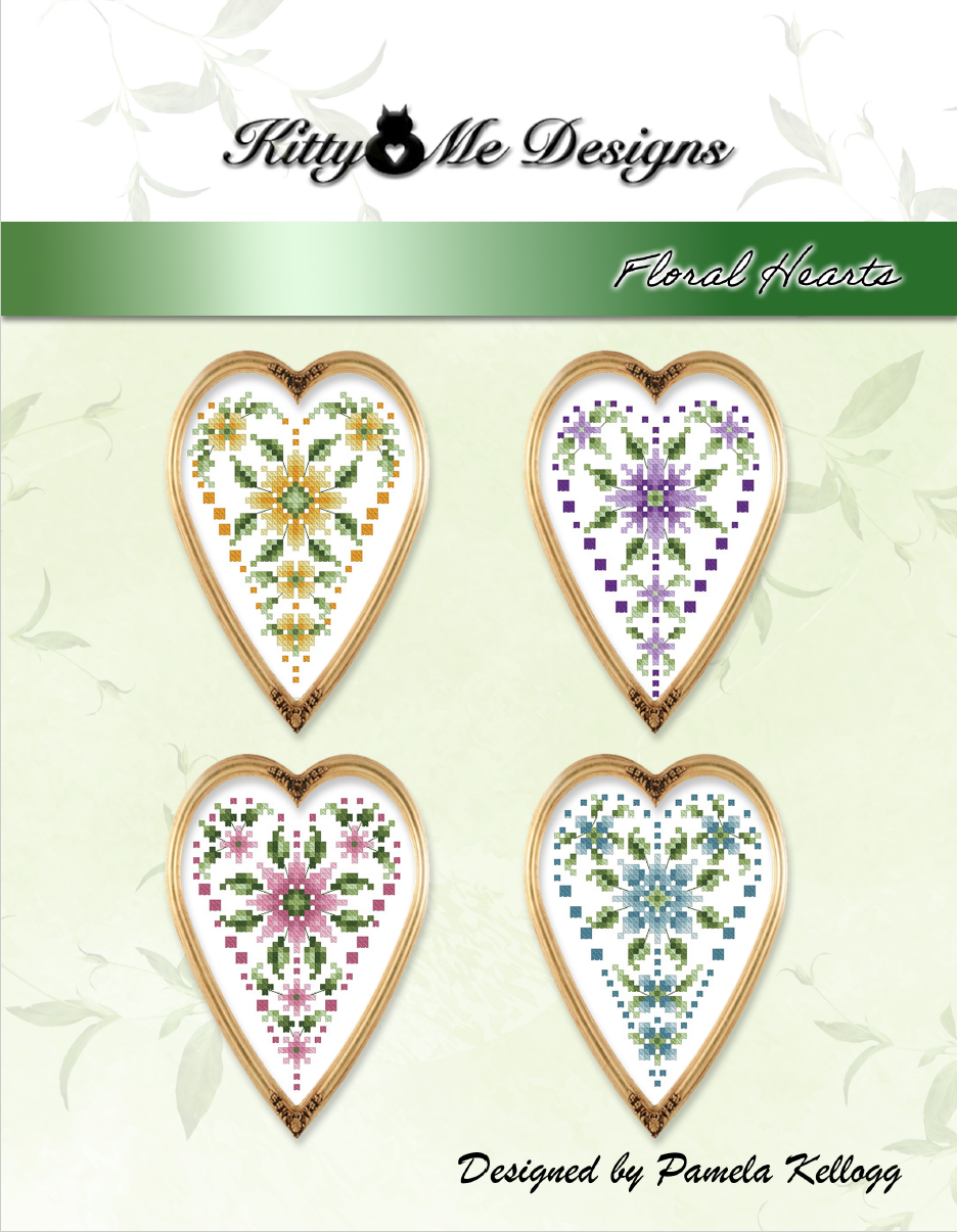 Floral Hearts Cross Stitch Pattern