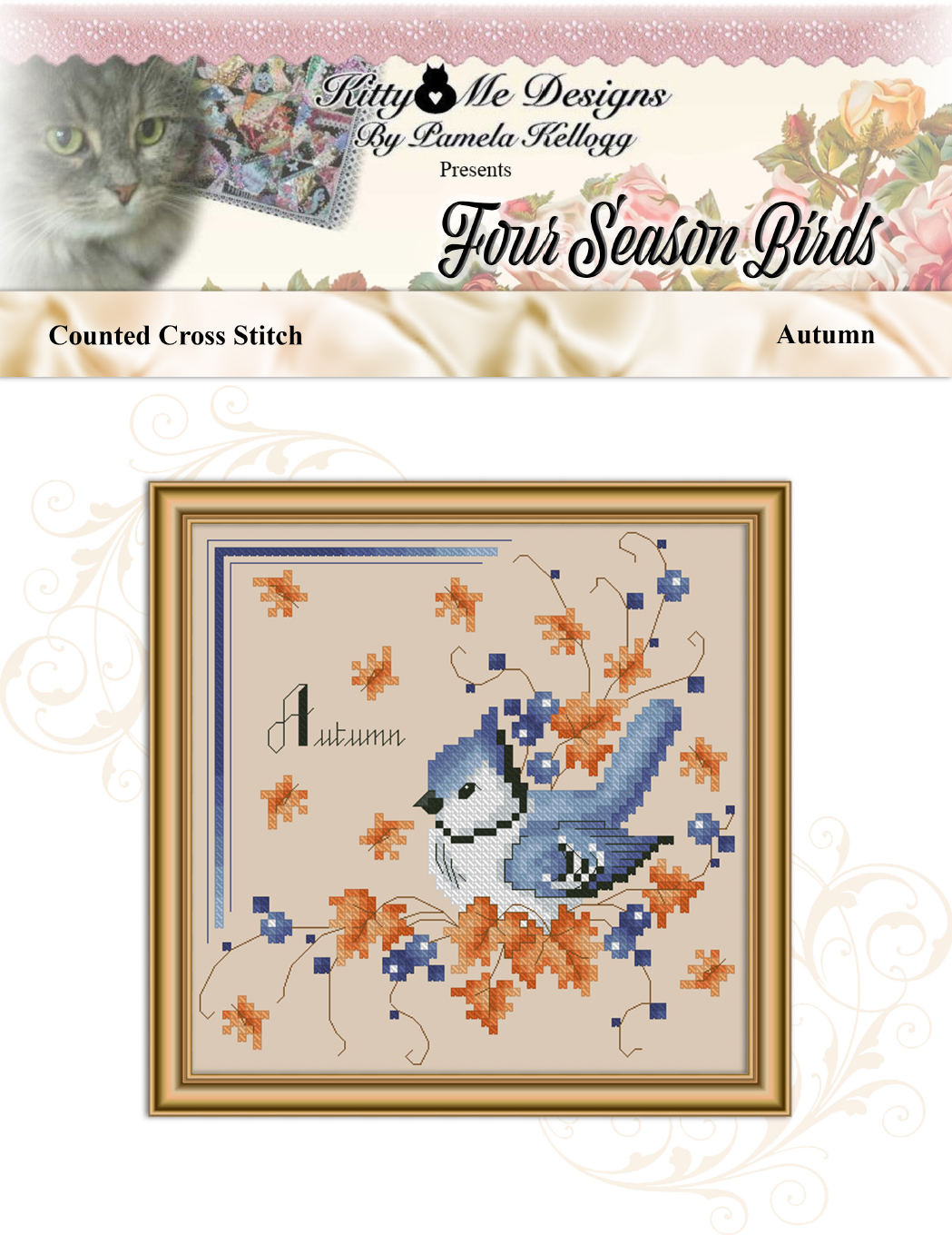 Four Season Birds Autumn Cross Stitch Pattern