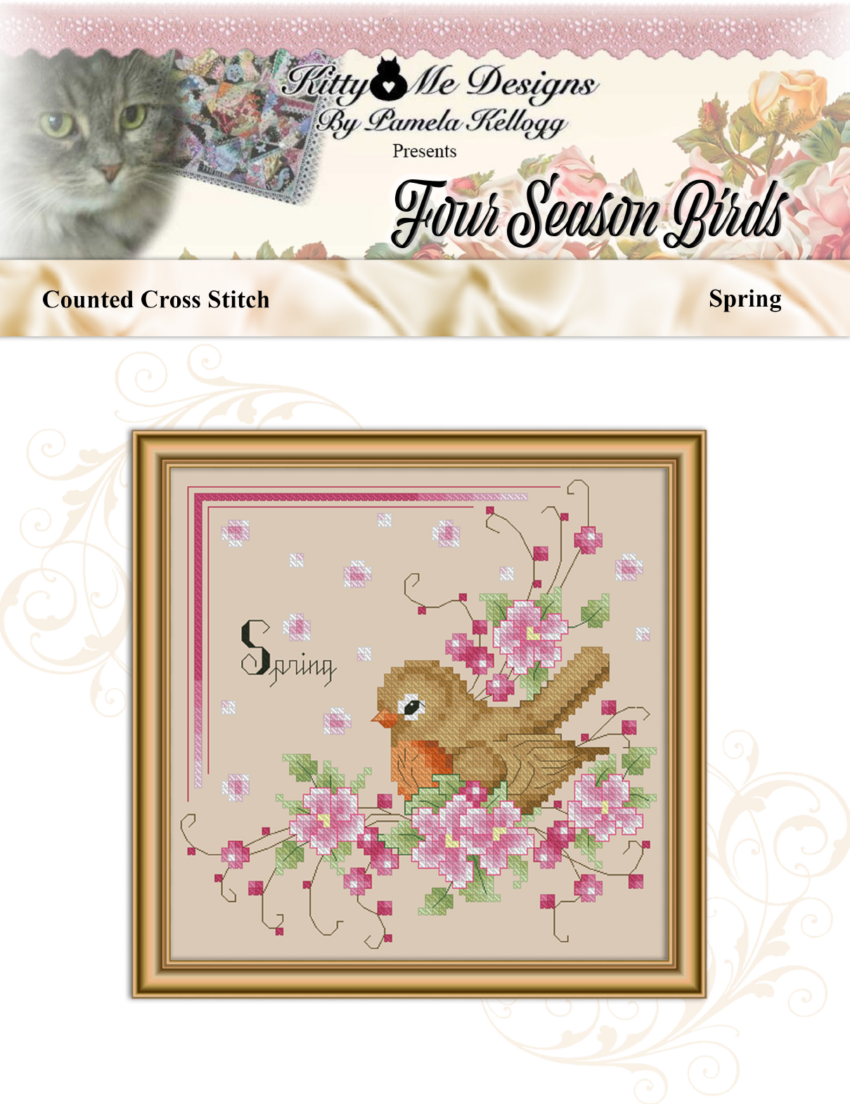 Four Season Birds Spring Cross Stitch Pattern