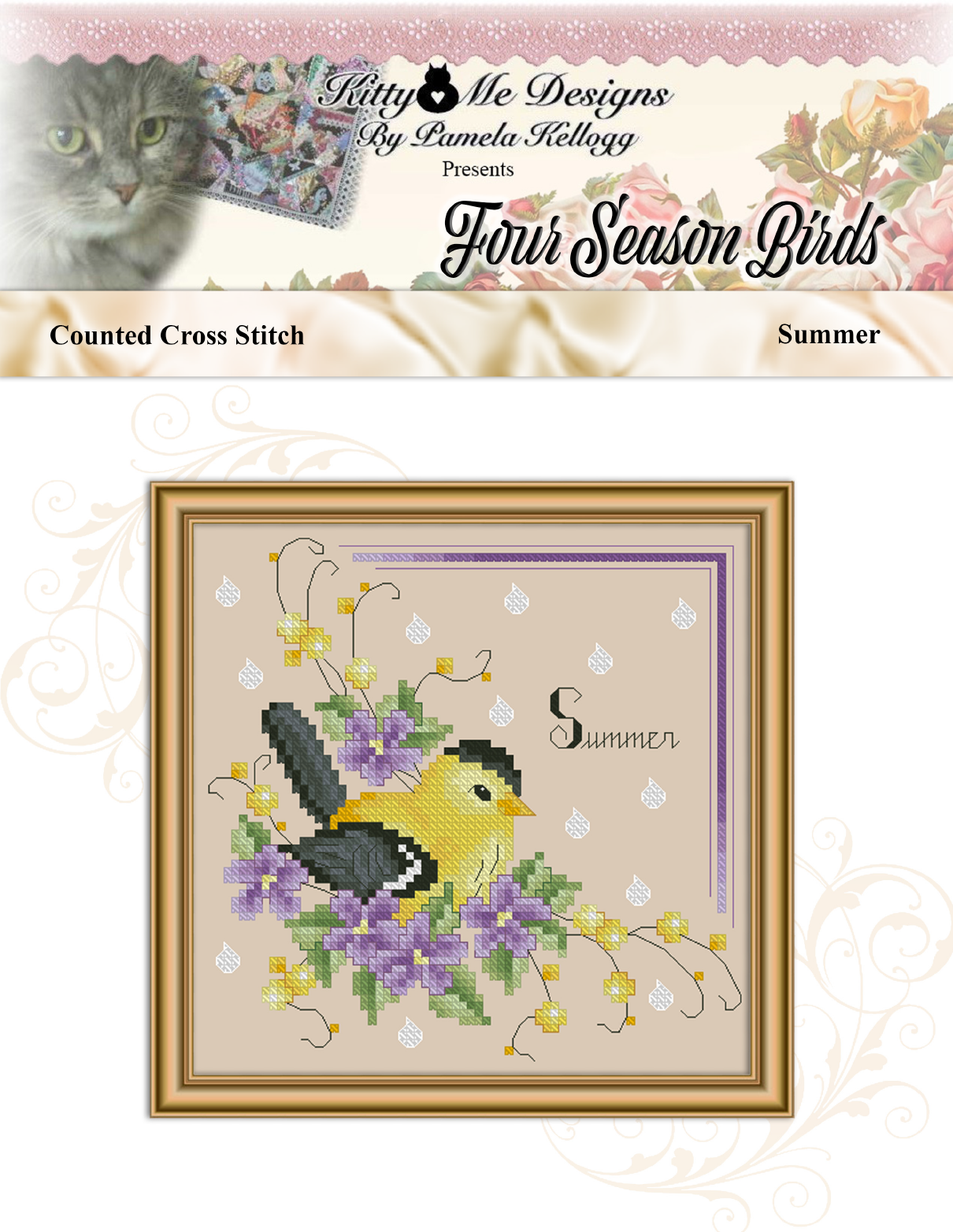 Four Season Birds Summer Cross Stitch Pattern