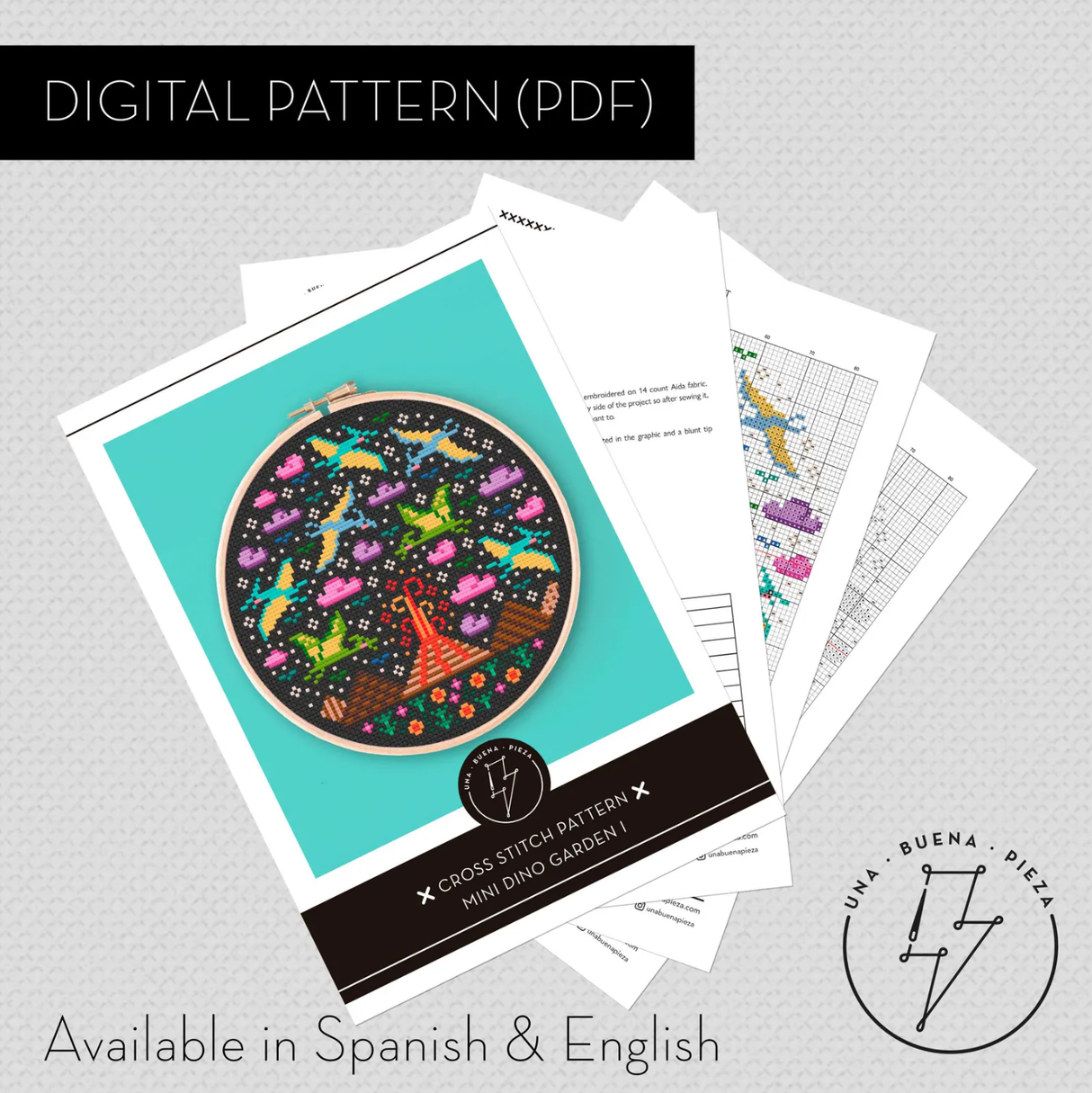 Mini Dino Garden – Design 1 Cross Stitch Pattern