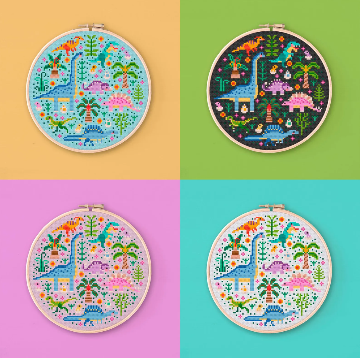 Mini Dino Garden – Design 2 Cross Stitch Pattern