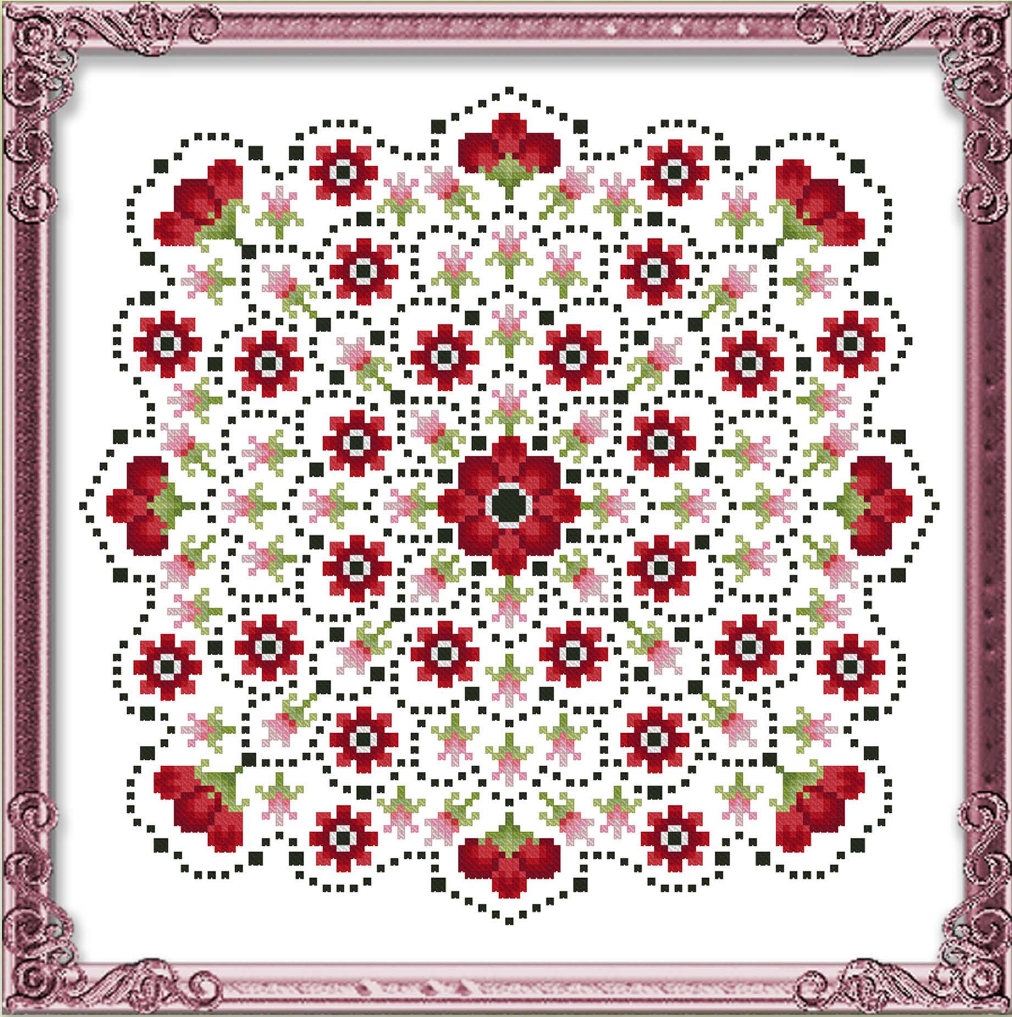 Wind Flowers Mandala Cross Stitch Pattern