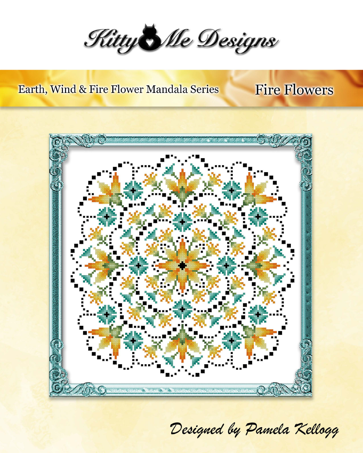 Fire Flowers Mandala Cross Stitch Pattern