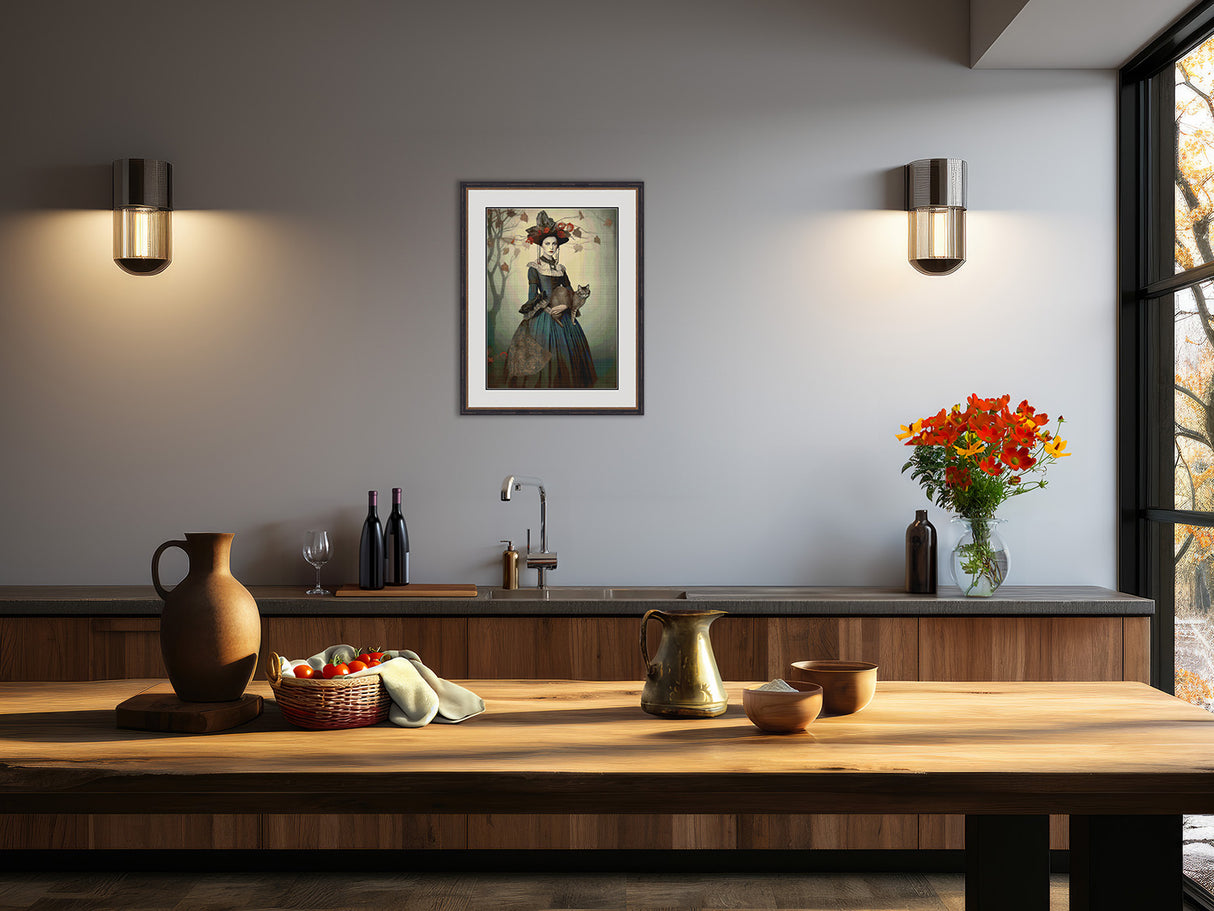 Autumn Witch with Cat Cross Stitch Pattern