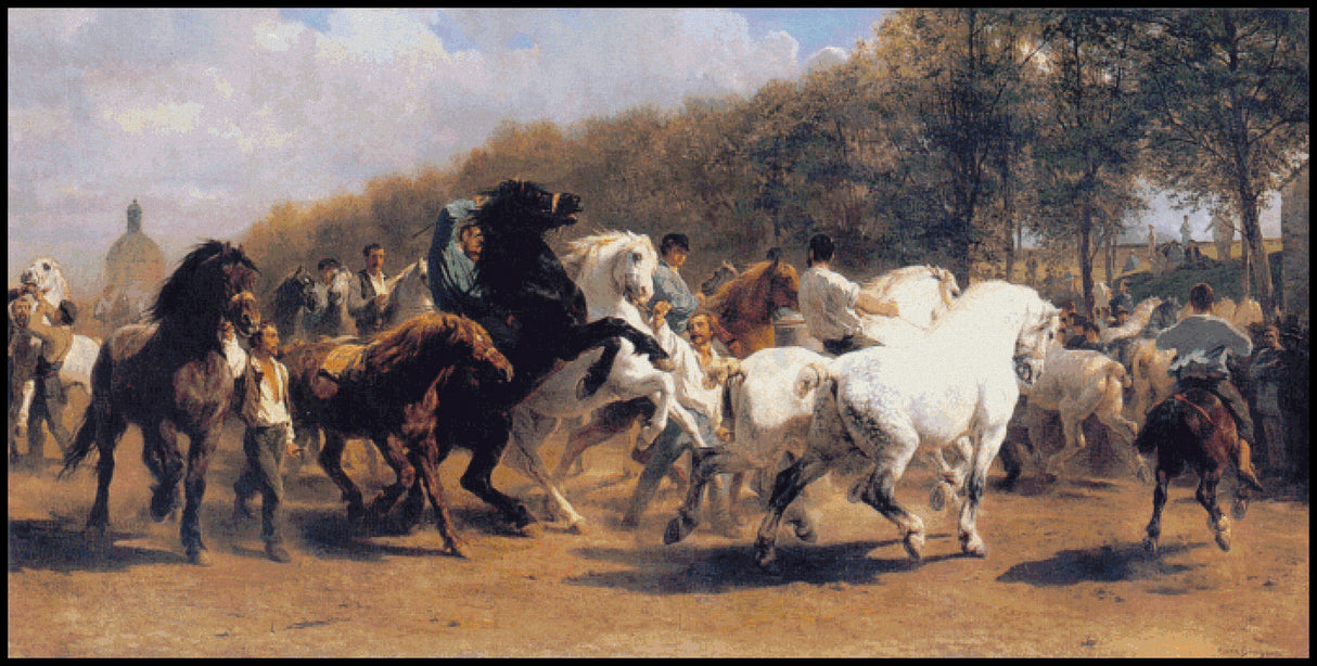 The Horse Fair - Rosa Bonheur Cross Stitch Pattern