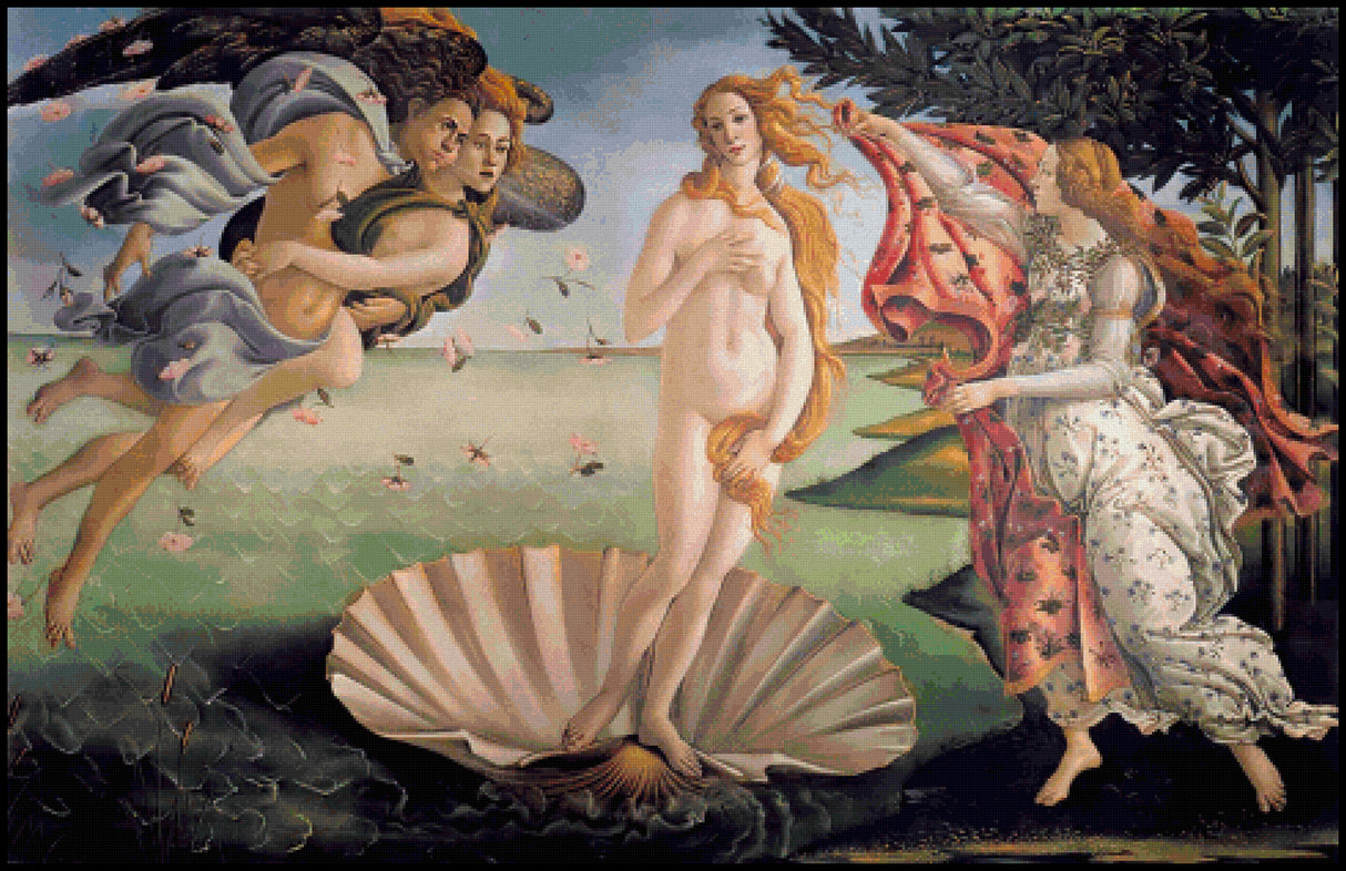The Birth of Venus - Sandro Botticelli Cross Stitch Pattern