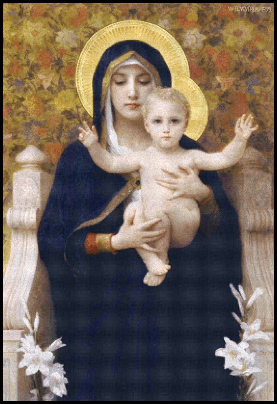 The Virgin of the Lilies - William Bouguereau Cross Stitch Pattern