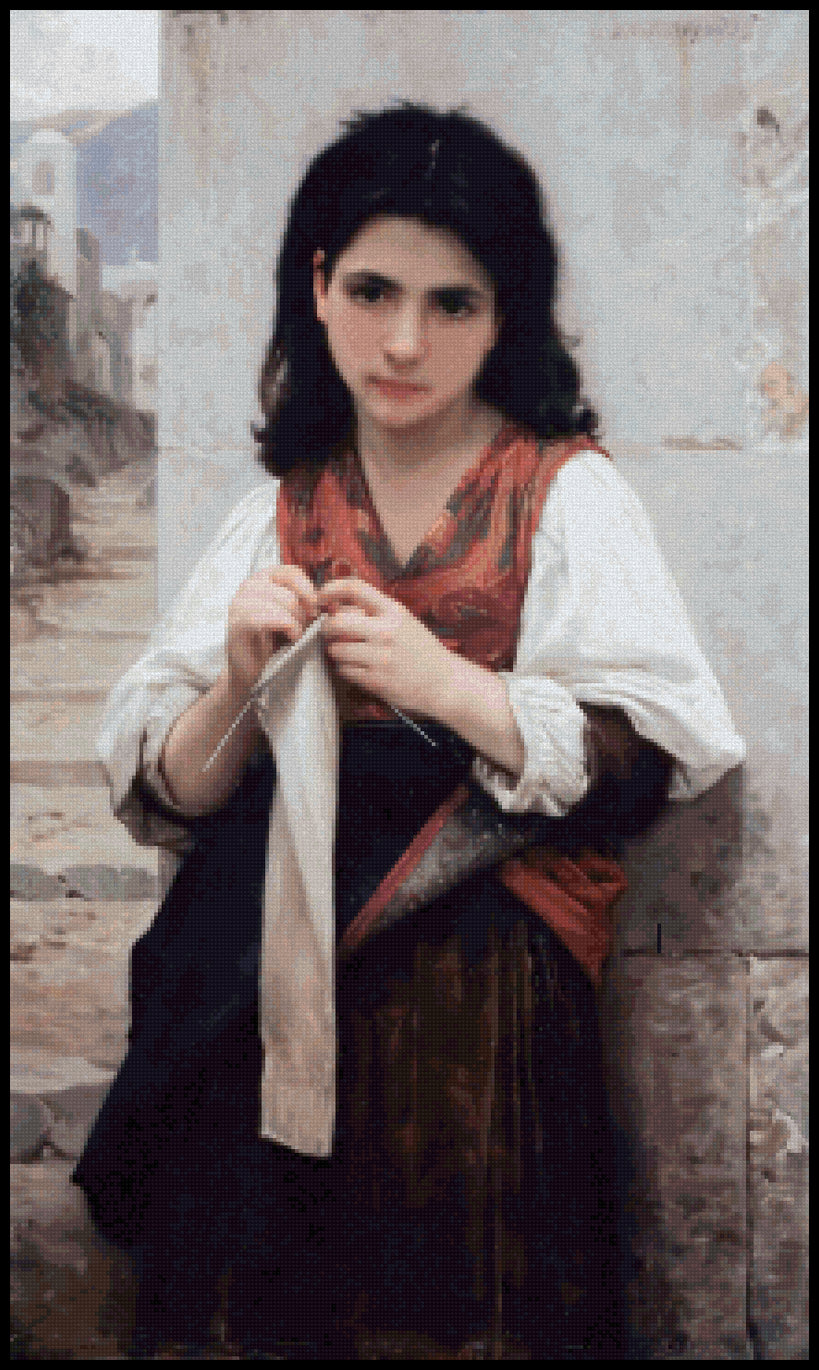 Tricoteuse - William Bouguereau Cross Stitch Pattern