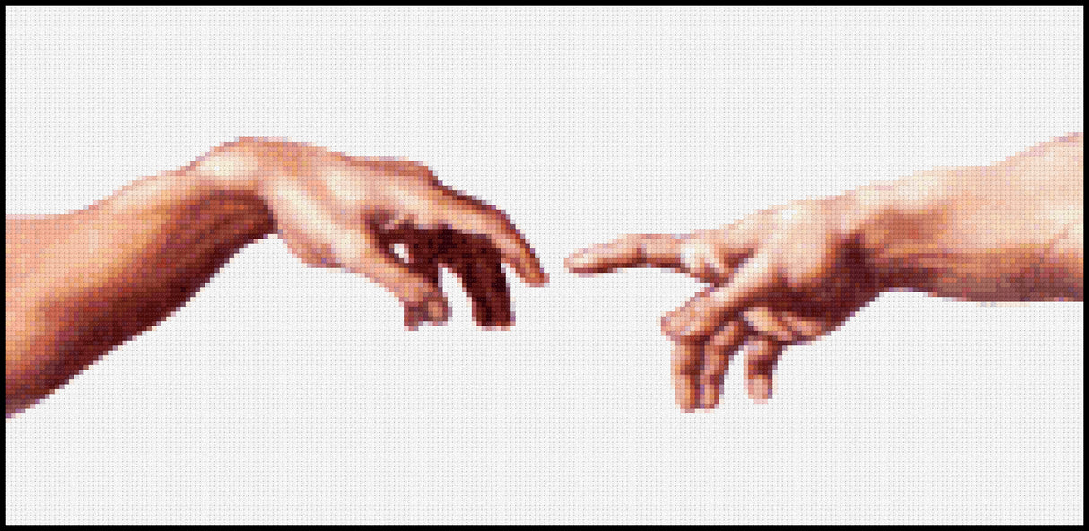 The Creation of Adam (detail without background) - Michelangelo Buonarroti Cross Stitch Pattern