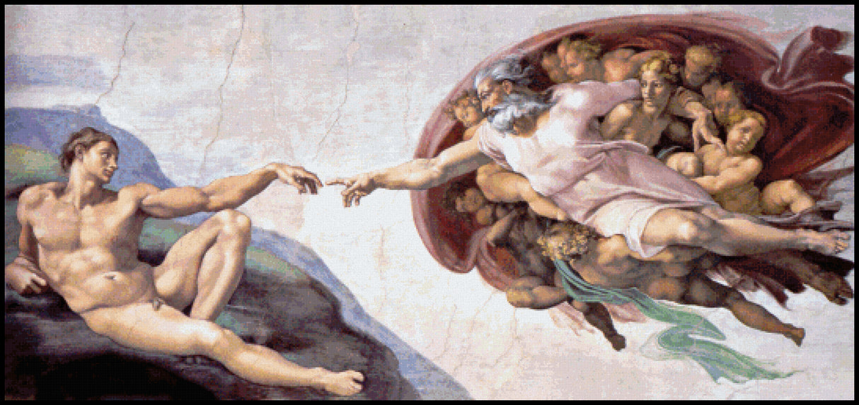 The Creation of Adam - Michelangelo Buonarroti Cross Stitch Pattern