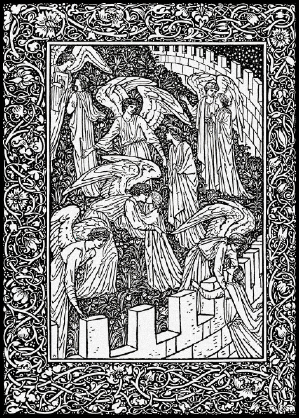 Souls being Received into the Heavenly Paradise - Edward Burne-Jones Cross Stitch Pattern