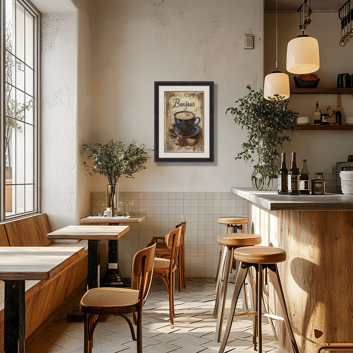 Bonjour Café Cross Stitch Pattern