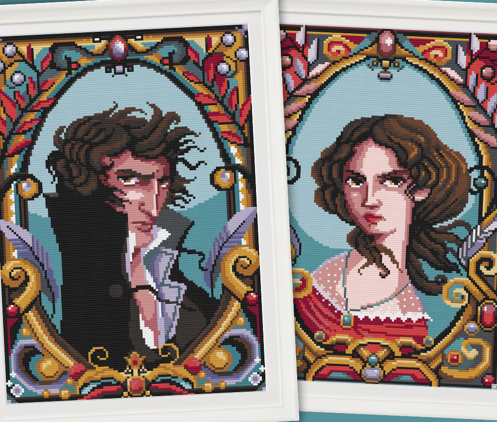 Catherine Earnshaw Portrait Emily Brontë Wuthering Heights Cross Stitch Pattern