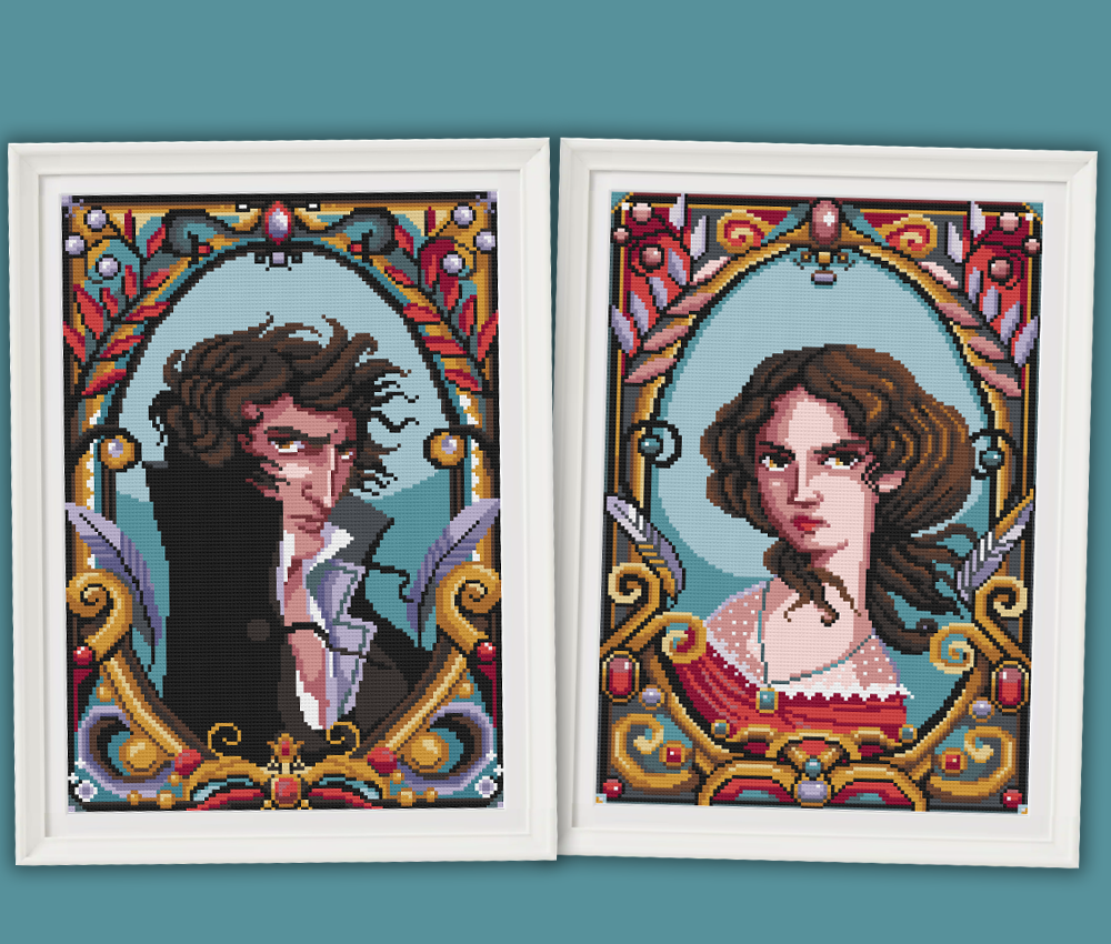 Catherine Earnshaw Portrait Emily Brontë Wuthering Heights Cross Stitch Pattern