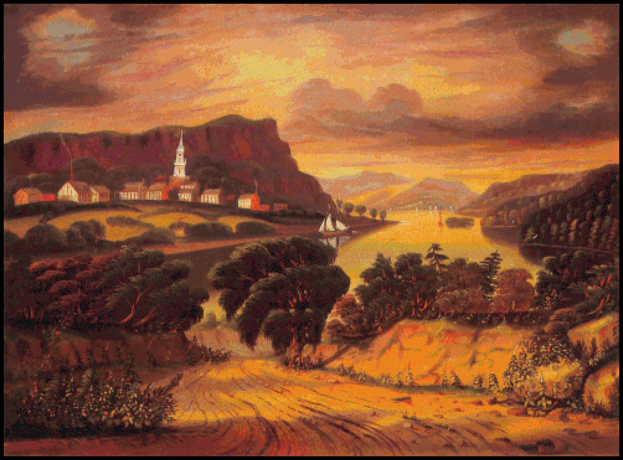 The Hudson Valley, Sunset - Thomas Chambers Cross Stitch Pattern