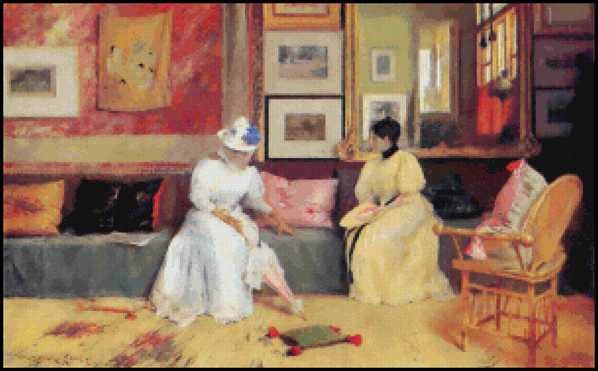 A Friendly Call (smaller) - William Merritt Chase Cross Stitch Pattern