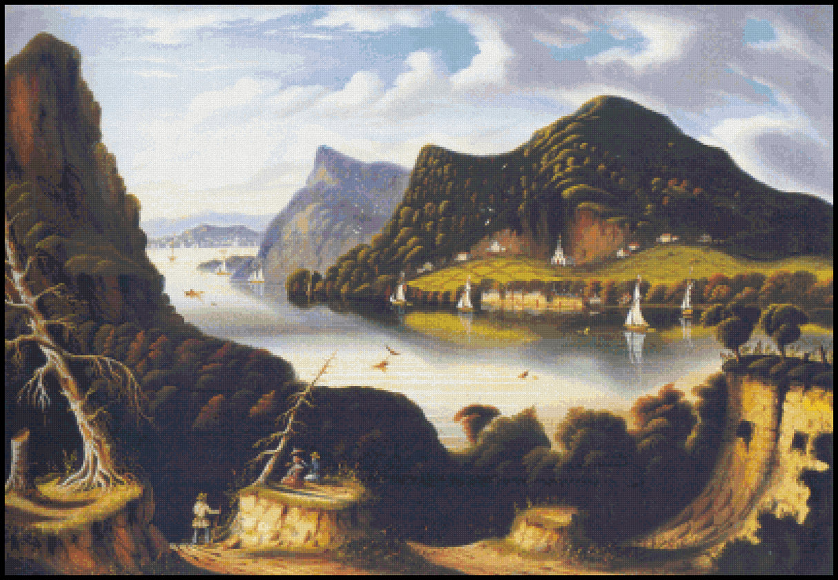 View of Cold Spring and Mount Taurus - Thomas Chambers Cross Stitch Pattern