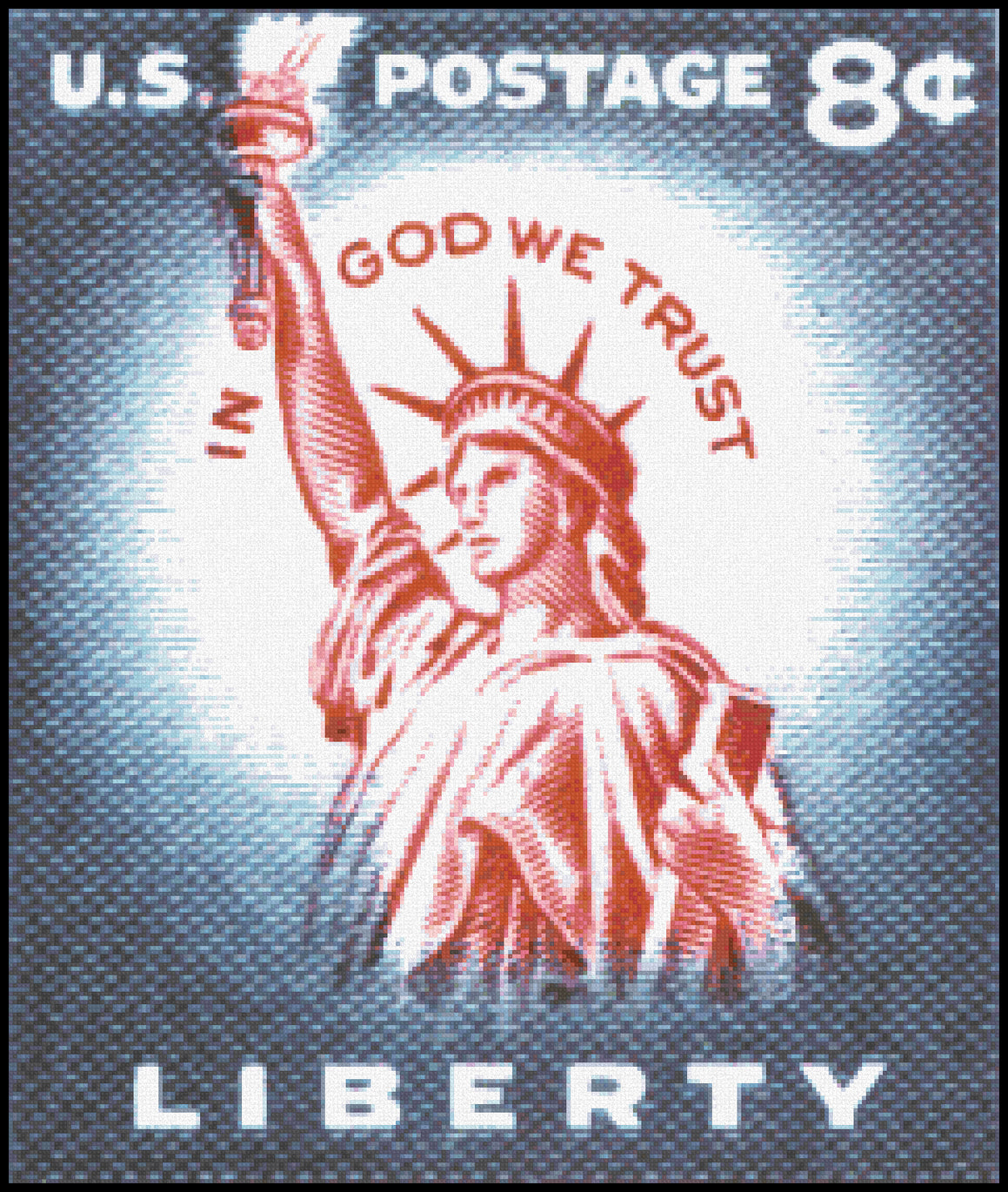 8 Cent Liberty - Charles R. Chickering Cross Stitch Pattern