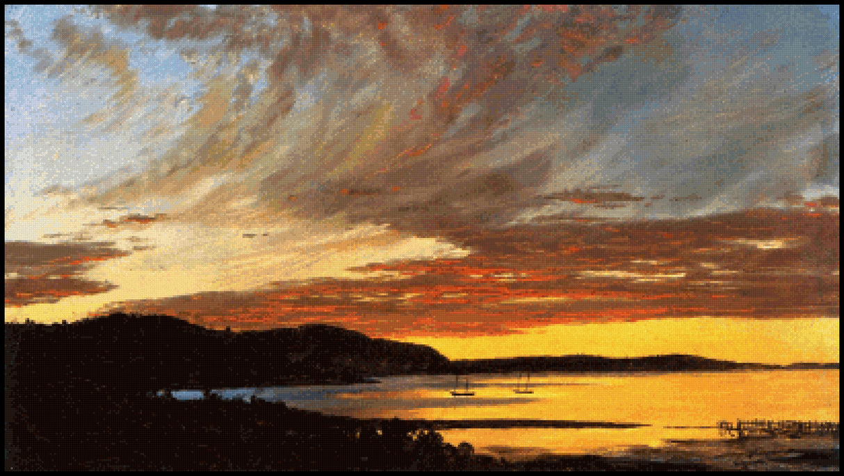Sunset, Bar Harbor - Frederic Edwin Church Cross Stitch Pattern