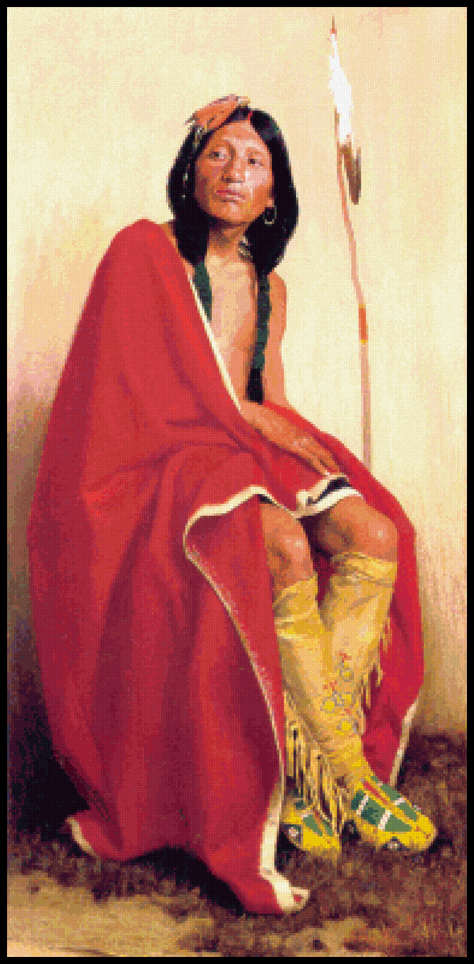 Elk-Foot of the Taos Tribe – Eanger Irving Couse Cross Stitch Pattern