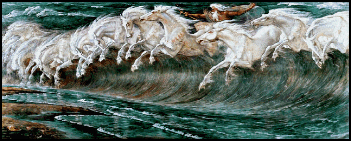 The Horses of Neptune – Walter Crane Cross Stitch Pattern