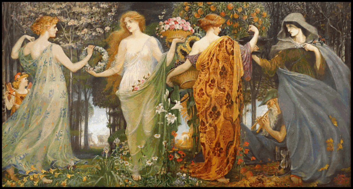 Masque of the Four Seasons – Walter Crane Cross Stitch Pattern