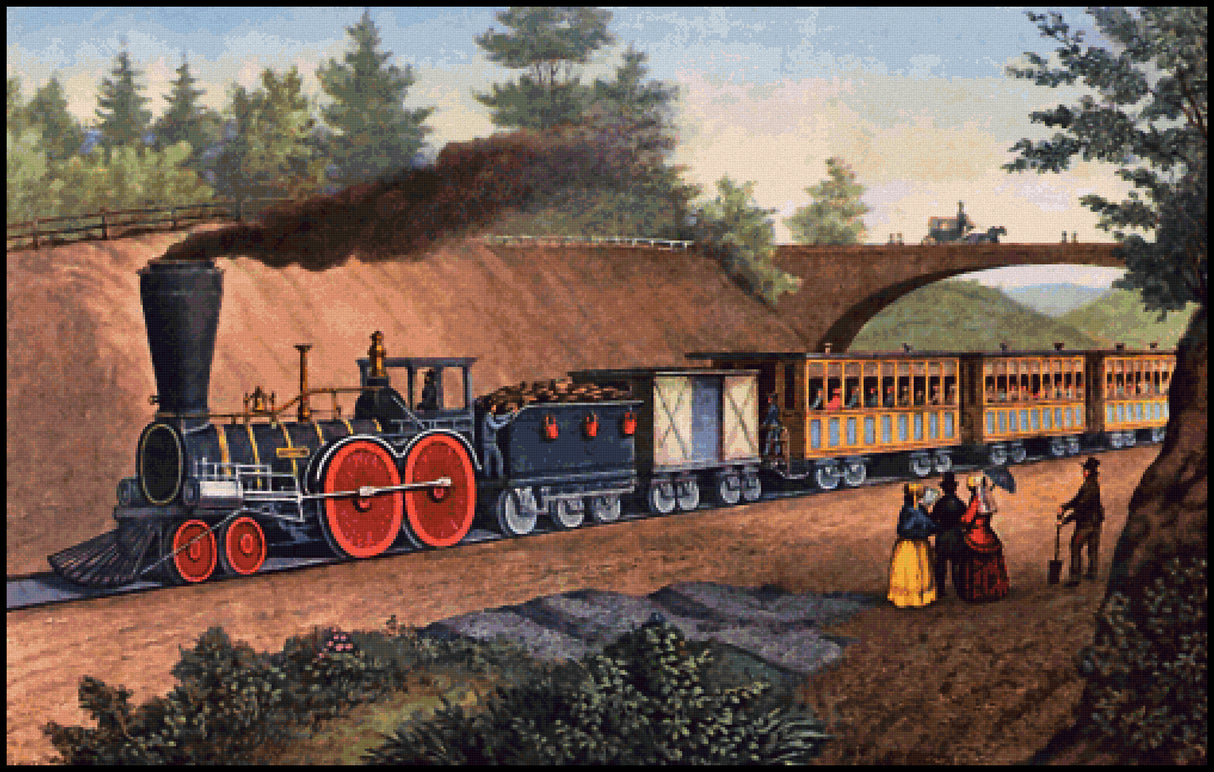 The Express Train – Nathaniel Currier Cross Stitch Pattern