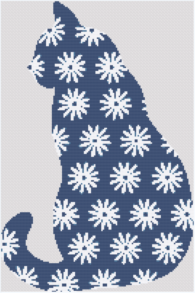 Cat & Daisy Cross Stitch Pattern