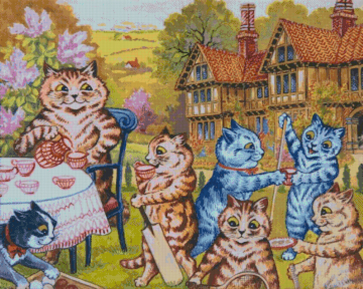 Cat’s Summer Tea Party Cross Stitch Pattern