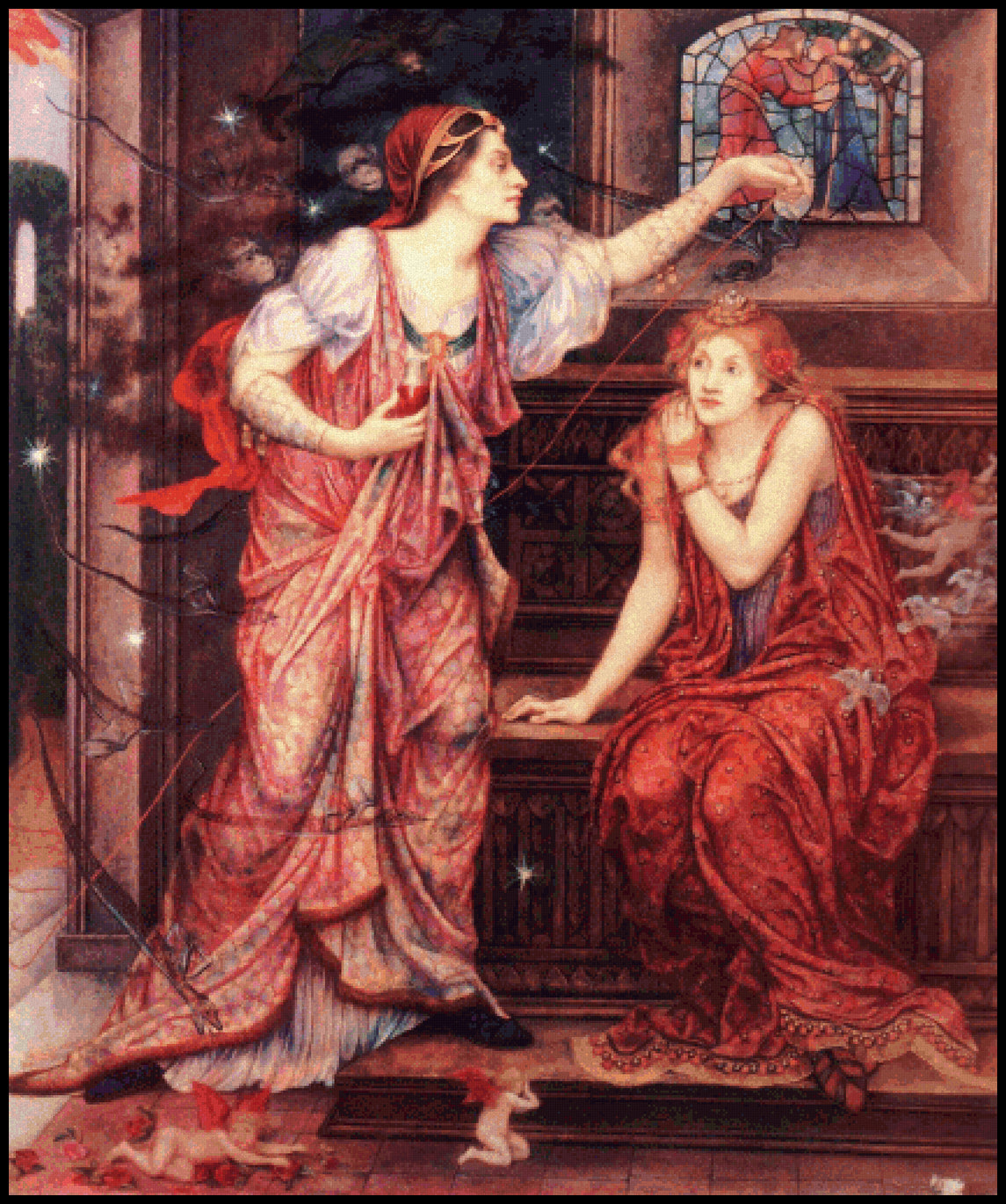 Queen Eleanor and Fair Rosamund Evelyn De Morgan Cross Stitch Pattern